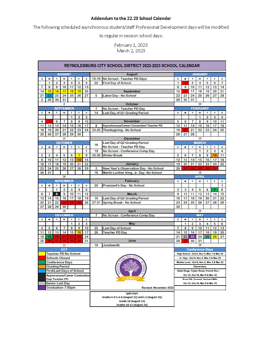 Updated 2022-2023 Academic Calendar