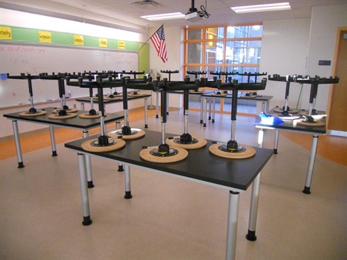 photo of chairs and tables in innovation station classroom