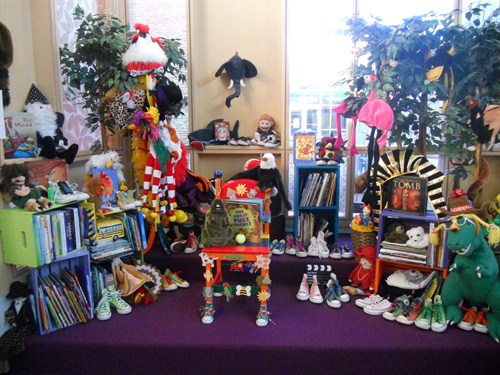 photo of reading area in the library/museum room. 