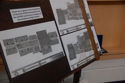 photo of the copies of the blueprints of the school buildings at Summit campus. 