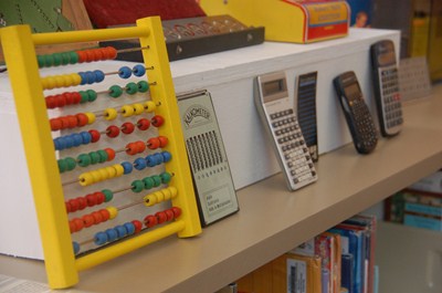 photo of vintage calculators. 