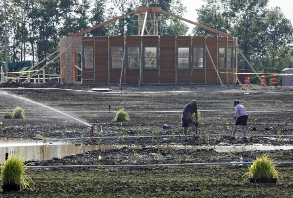 photo of the yurts as they were being built in the beginning. 