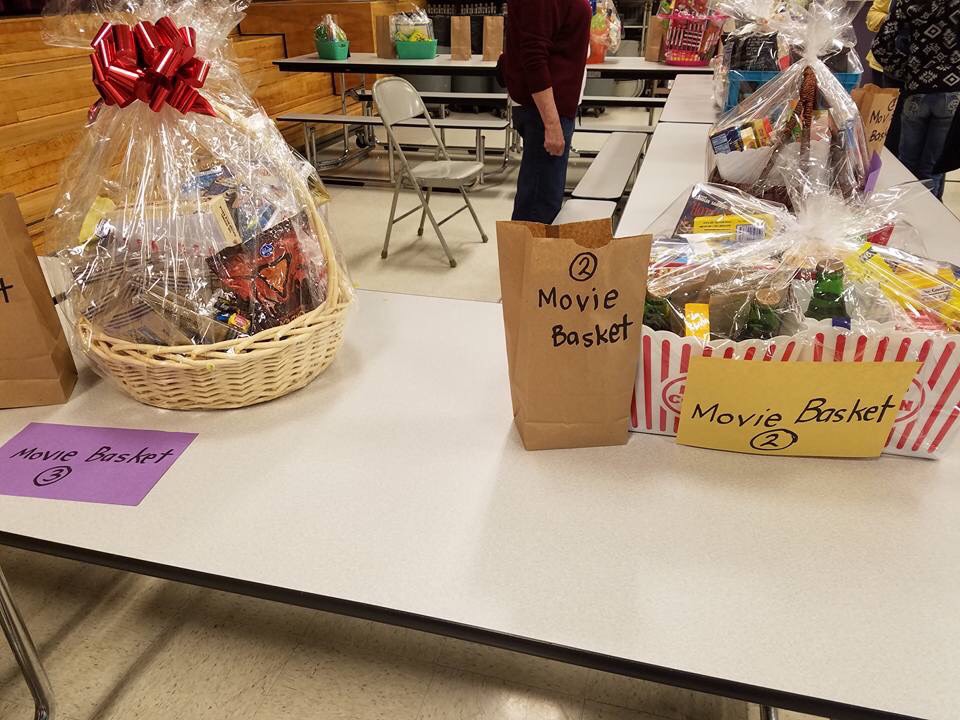 Spring Carnival raffle baskets.