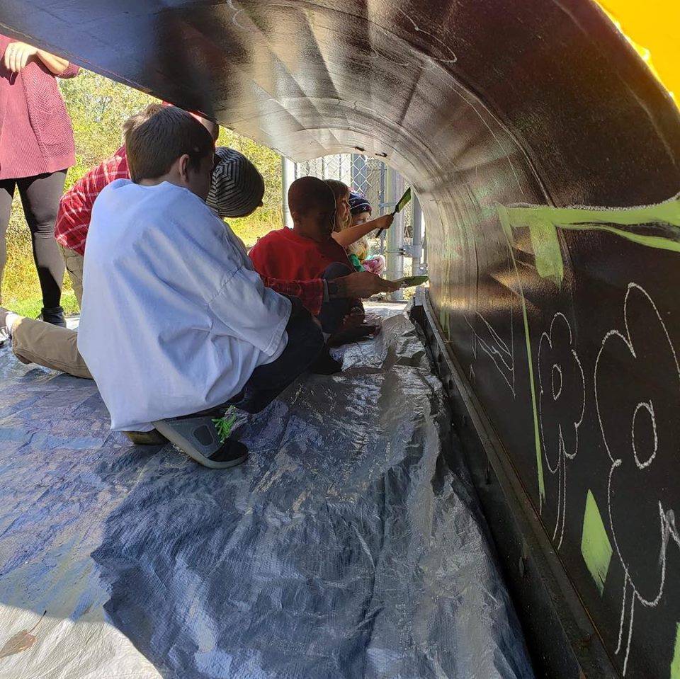 Students at the Paint the Plow event