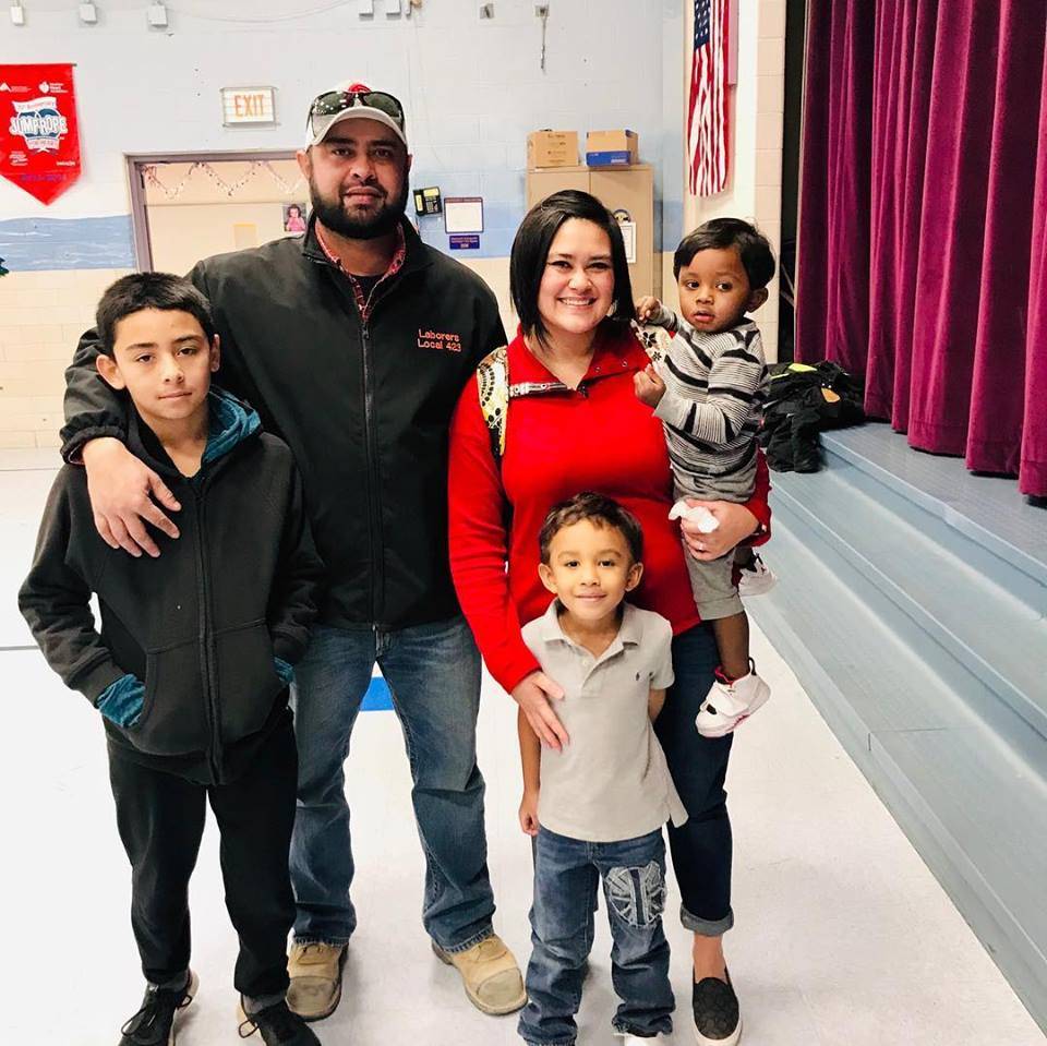 Family photo with three children
