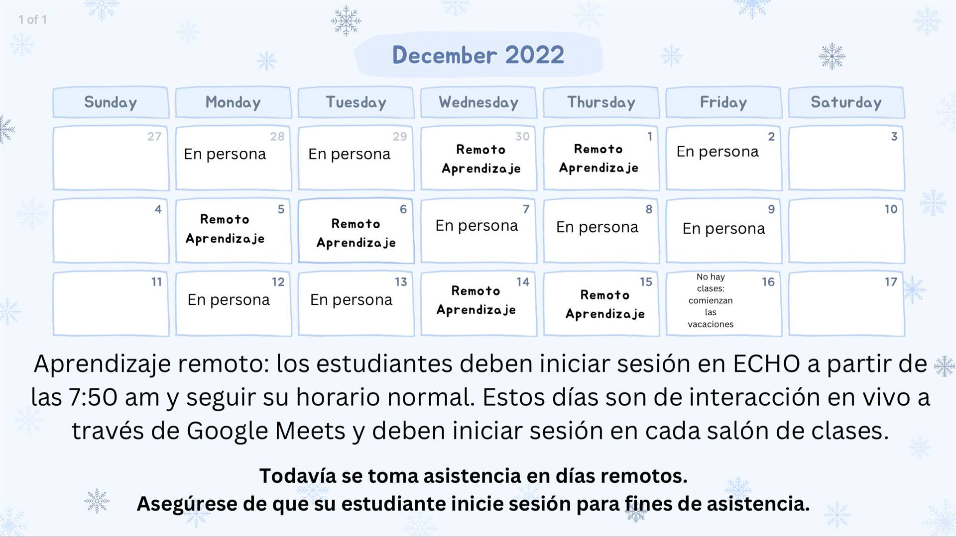 December- Spanish