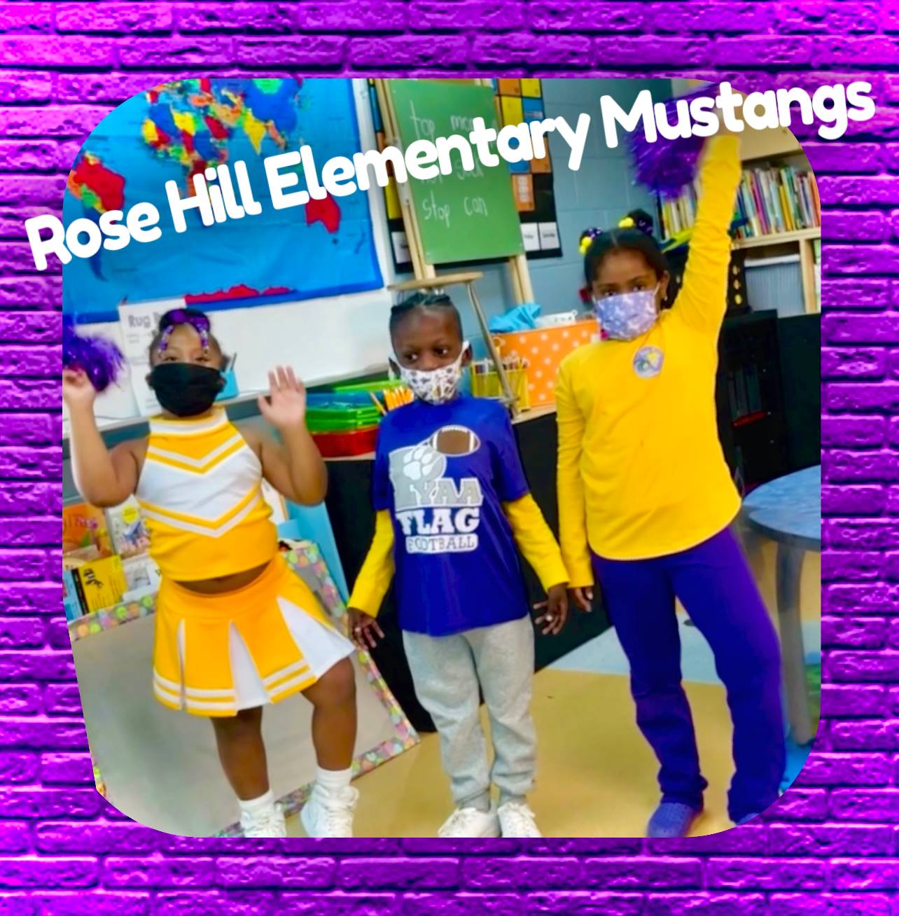 Students wearing Mustang colors