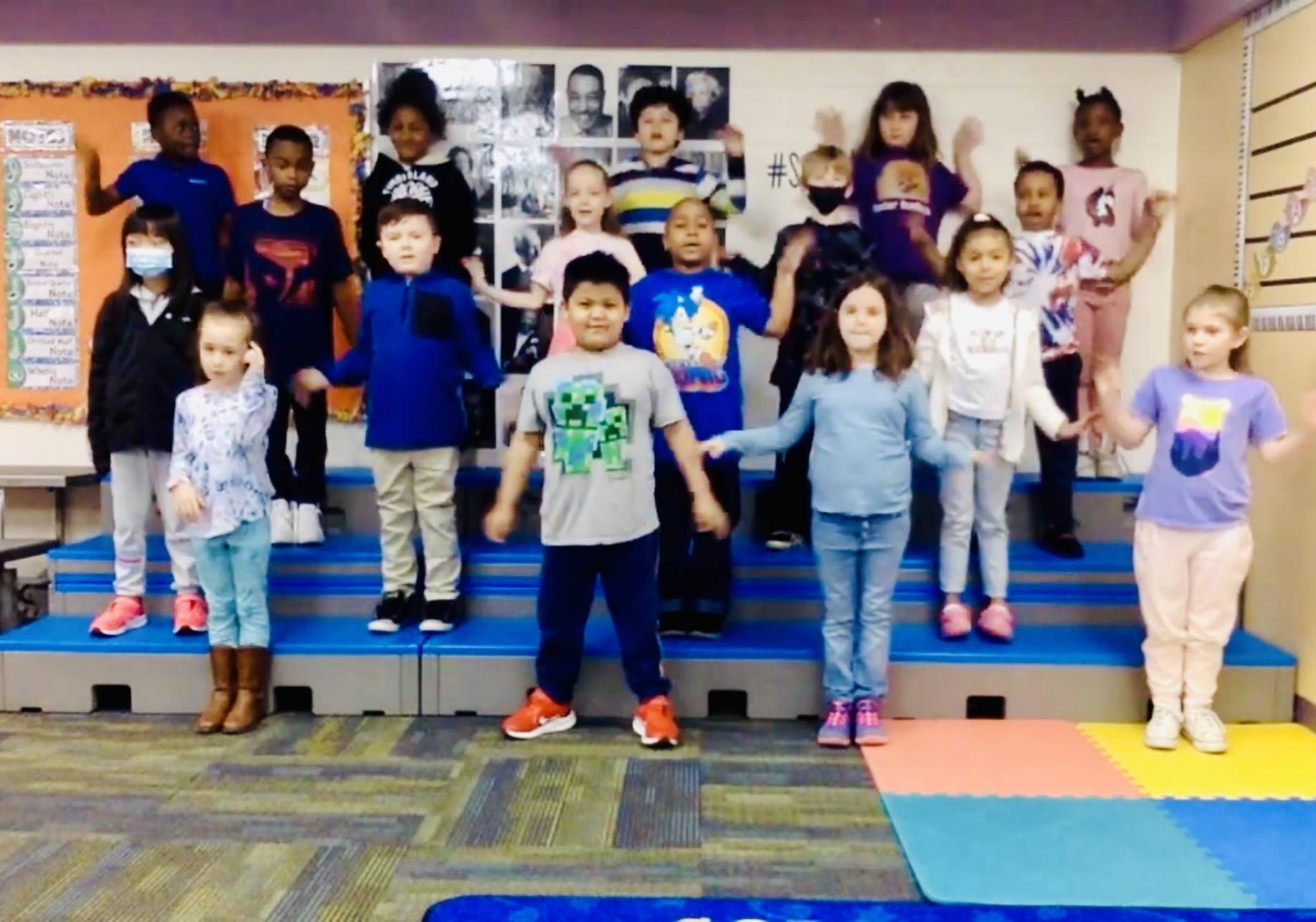 Students in a music classroom