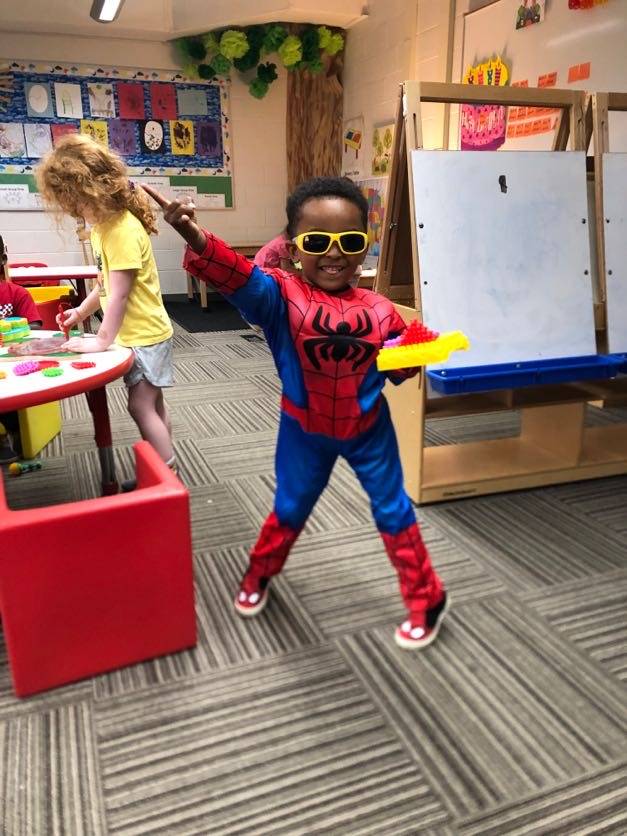 Little boy dressed at Spiderman