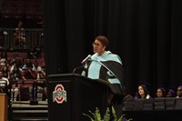Superintendent speaks on podium