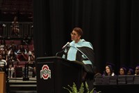 Superintendent speaks on podium