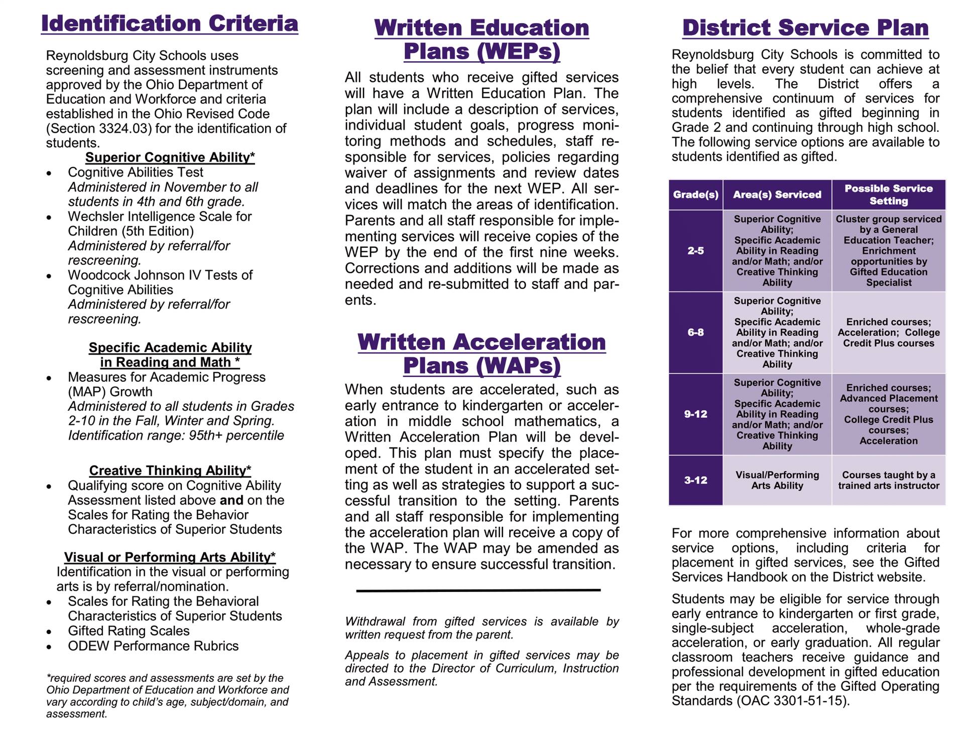 Gifted Brochure Page Two