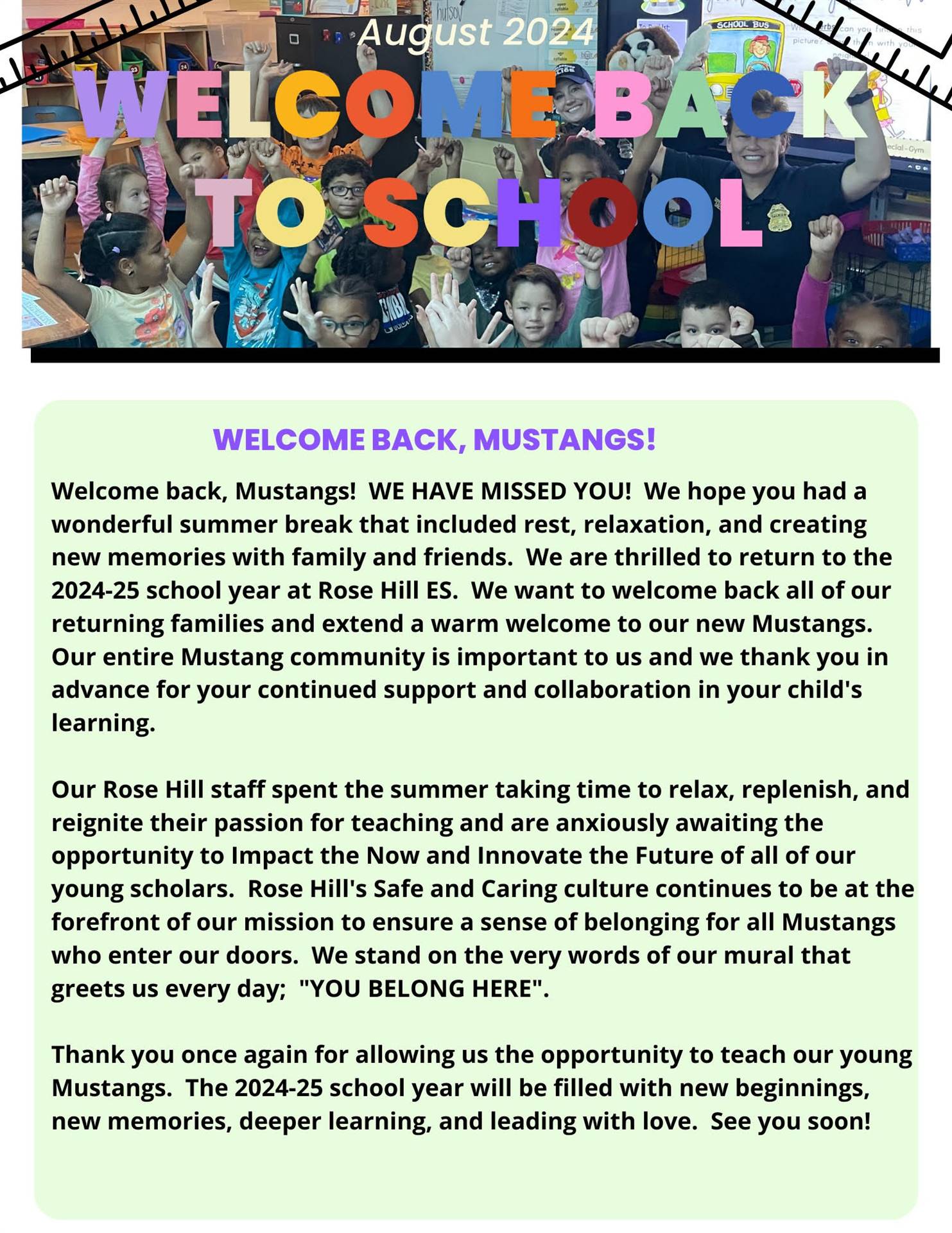 Welcome Back Letter 1