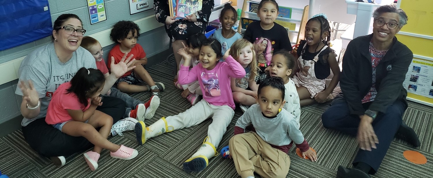 Preschool students during reading time