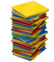 photo of a large stack of multi color files