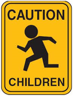 street sign stating "caution children"