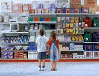 video gif of family school supply shopping at store